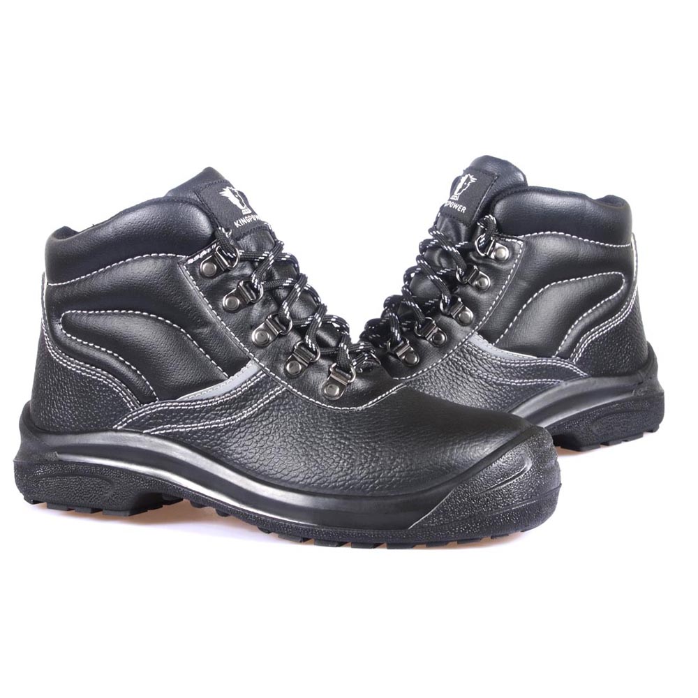 Mid Cut Buffalo Leather D-ring Lace Up Safety Boots