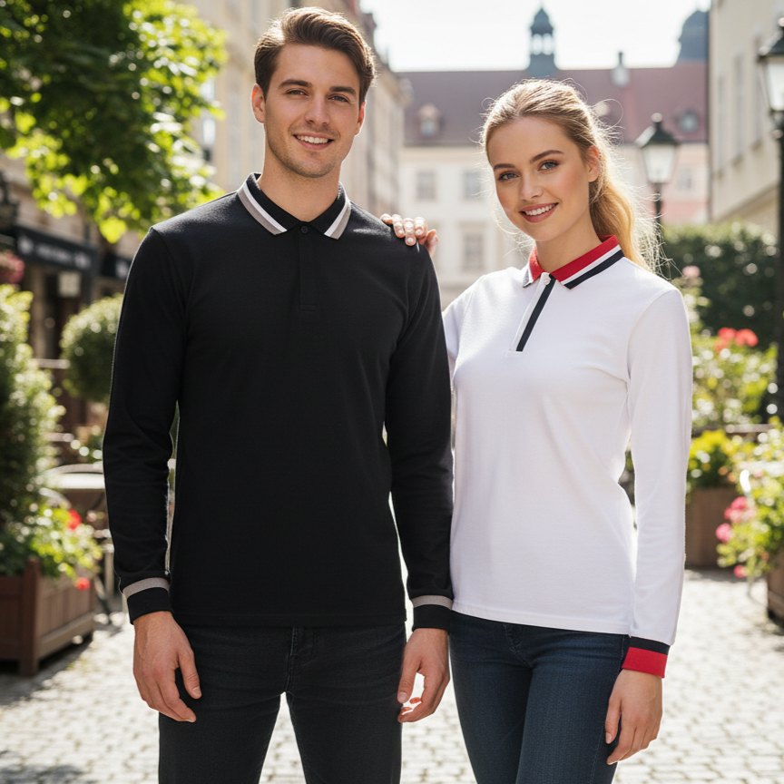 Long Sleeve Hidden Placket Polo